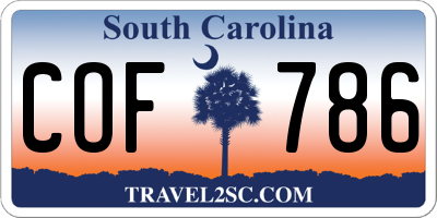SC license plate COF786