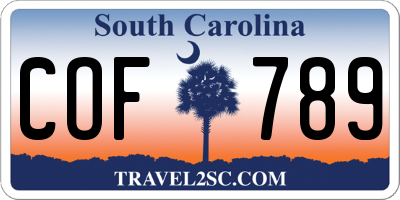 SC license plate COF789