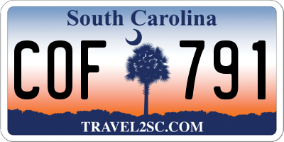 SC license plate COF791