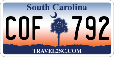 SC license plate COF792