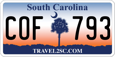SC license plate COF793