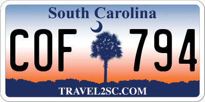 SC license plate COF794