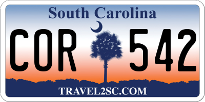 SC license plate COR542