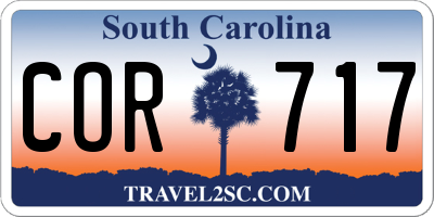 SC license plate COR717