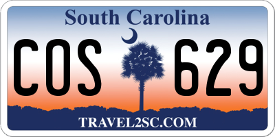 SC license plate COS629