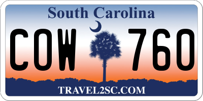 SC license plate COW760
