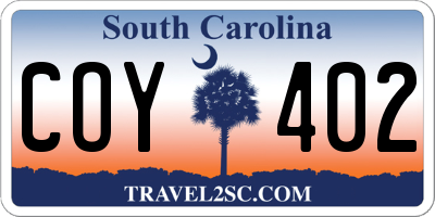 SC license plate COY402