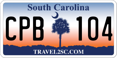 SC license plate CPB104