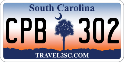 SC license plate CPB302