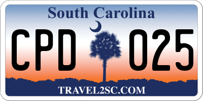 SC license plate CPD025