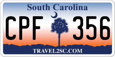 SC license plate CPF356