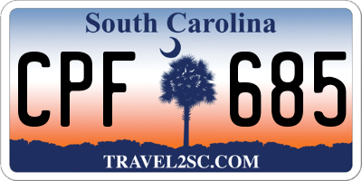 SC license plate CPF685