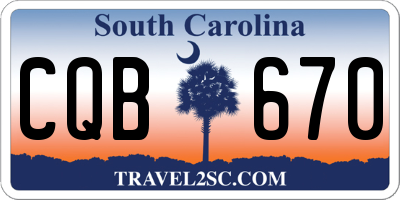 SC license plate CQB670