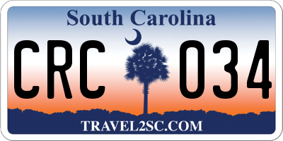 SC license plate CRC034