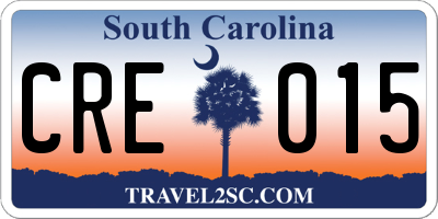 SC license plate CRE015