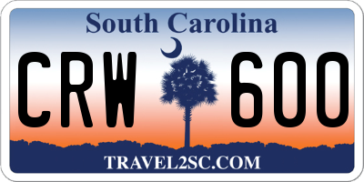SC license plate CRW600