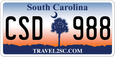 SC license plate CSD988