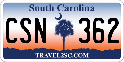 SC license plate CSN362