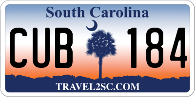 SC license plate CUB184