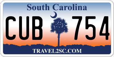 SC license plate CUB754