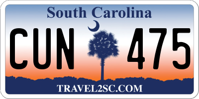 SC license plate CUN475