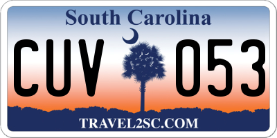 SC license plate CUV053