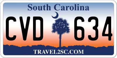 SC license plate CVD634