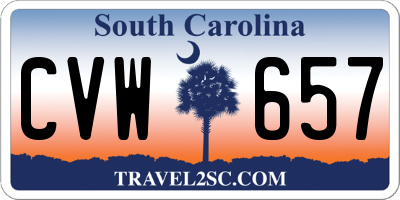 SC license plate CVW657