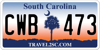 SC license plate CWB473