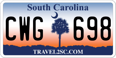 SC license plate CWG698