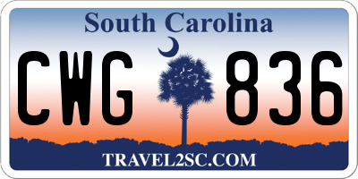 SC license plate CWG836