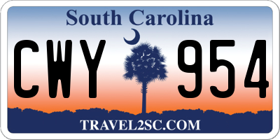 SC license plate CWY954