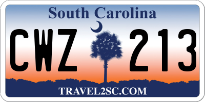 SC license plate CWZ213