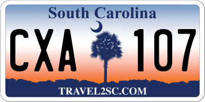 SC license plate CXA107