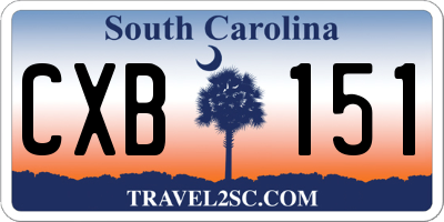 SC license plate CXB151