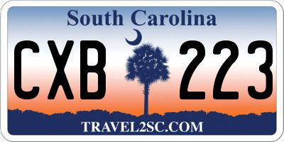 SC license plate CXB223