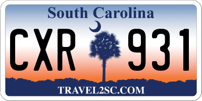 SC license plate CXR931