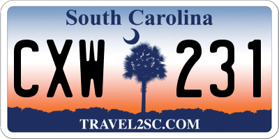 SC license plate CXW231