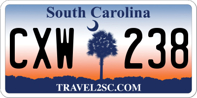 SC license plate CXW238