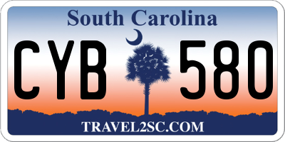 SC license plate CYB580