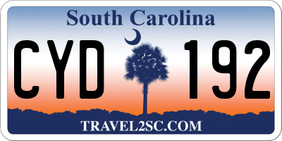 SC license plate CYD192