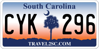 SC license plate CYK296