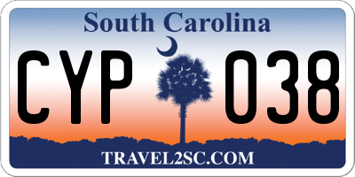 SC license plate CYP038