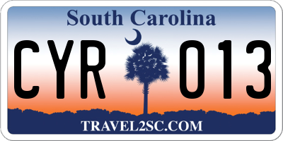 SC license plate CYR013