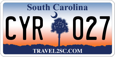 SC license plate CYR027