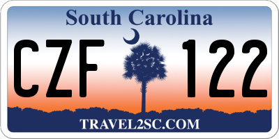 SC license plate CZF122