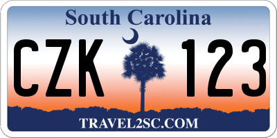 SC license plate CZK123