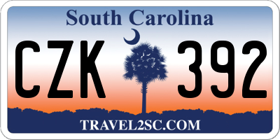 SC license plate CZK392