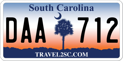 SC license plate DAA712