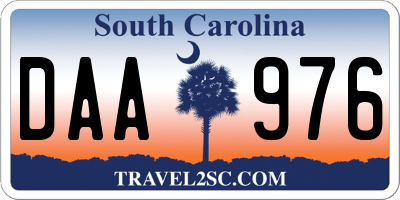 SC license plate DAA976